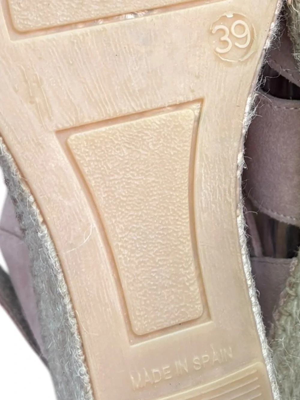 Jutila Made in Spain Suede Cross Strap Rose Mauve Jute Espadrille Sz 8